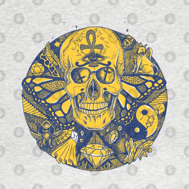 Navy Gold Skull Circle of Humanity by kenallouis